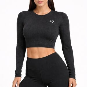 Gymshark Long Sleeve Black Cropped Seamless Top